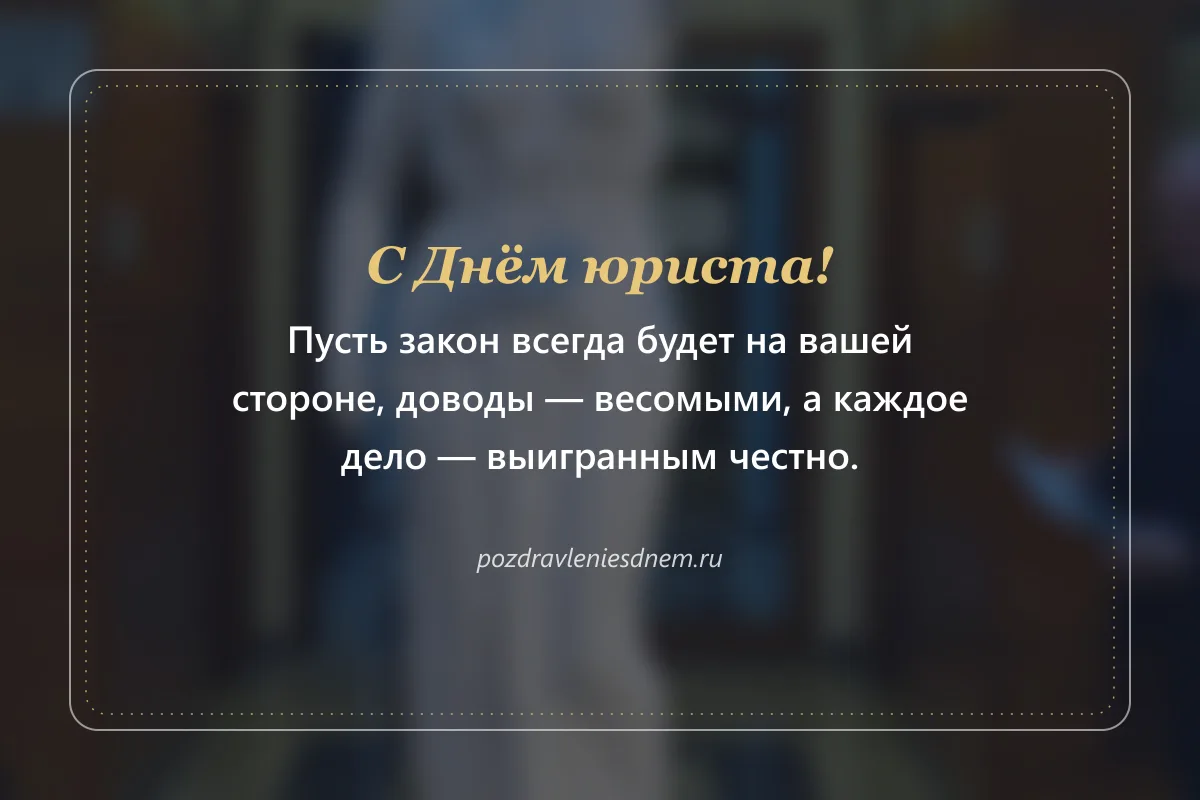 открытка с Днём юриста: пусть закон всегда будет на вашей стороне