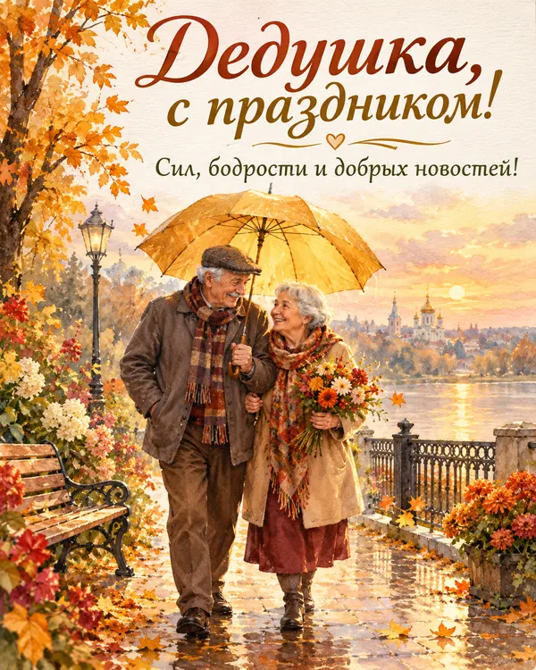 Дедушка, с праздником! Сил, бодрости и добрых новостей!