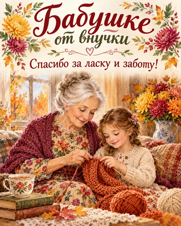 Бабушке от внучки Спасибо за ласку и заботу!