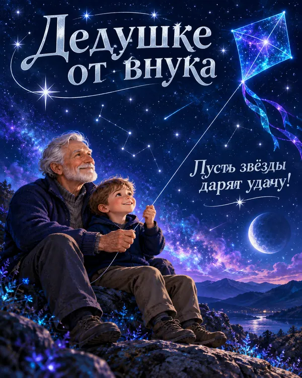 Дедушке от внука Пусть звёзды дарят удачу!