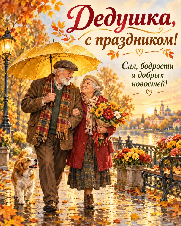 Дедушка, с праздником! Сил, бодрости и добрых новостей!