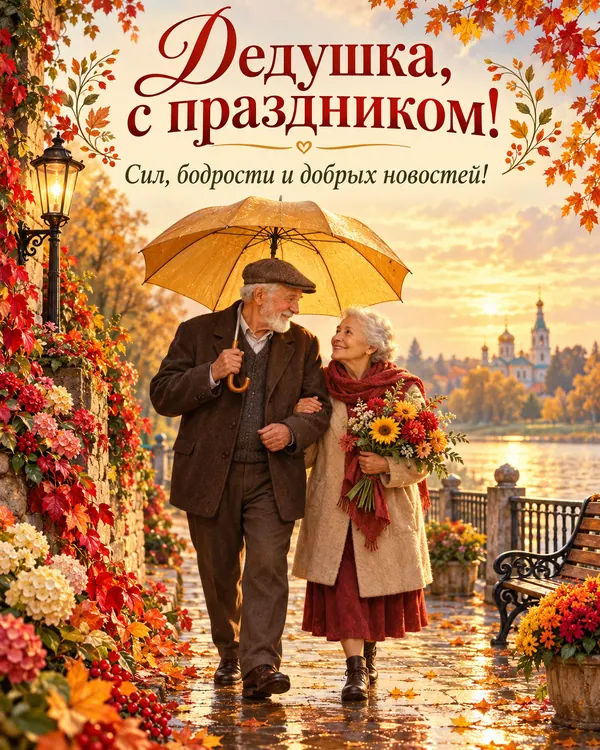 Дедушка, с праздником! Сил, бодрости и добрых новостей!