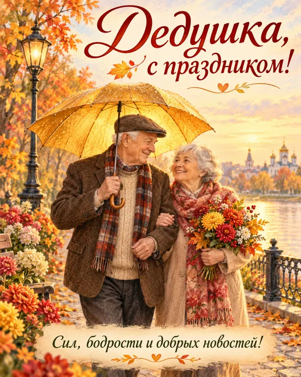 Дедушка, с праздником! Сил, бодрости и добрых новостей!