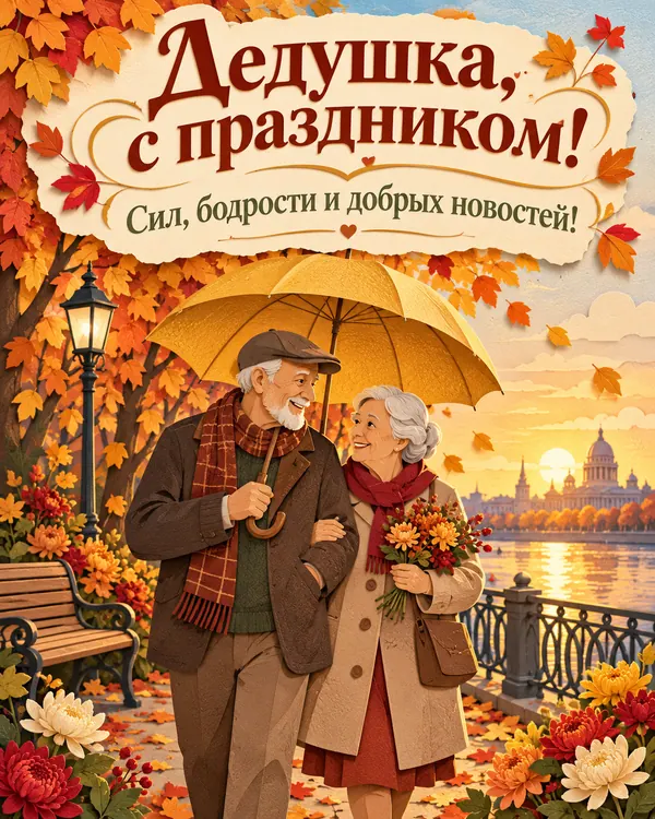 Дедушка, с праздником! Сил, бодрости и добрых новостей!
