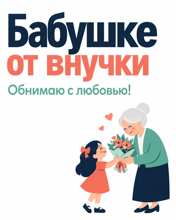 Бабушке от внучки Обнимаю с любовью!