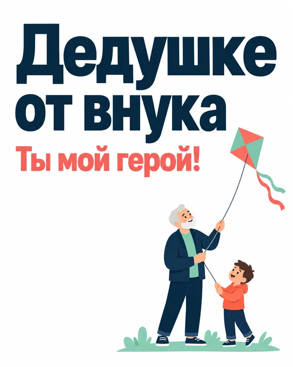 Дедушке от внука Ты мой герой!
