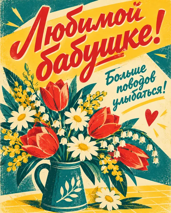 Любимой бабушке! Больше поводов улыбаться!