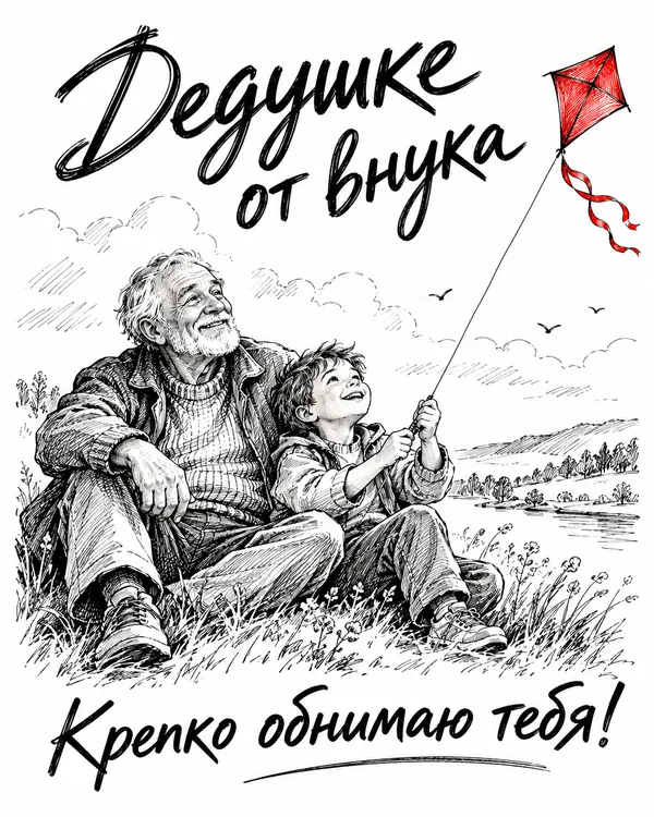 Дедушке от внука Крепко обнимаю тебя!