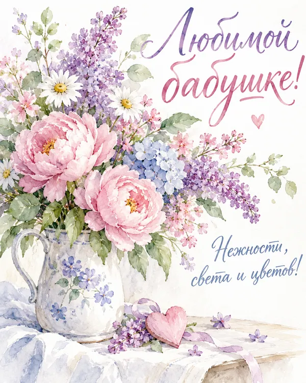 Любимой бабушке! Нежности, света и цветов!