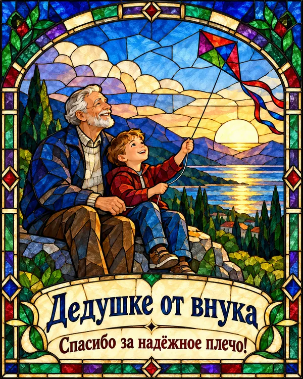 Дедушке от внука Спасибо за надёжное плечо!