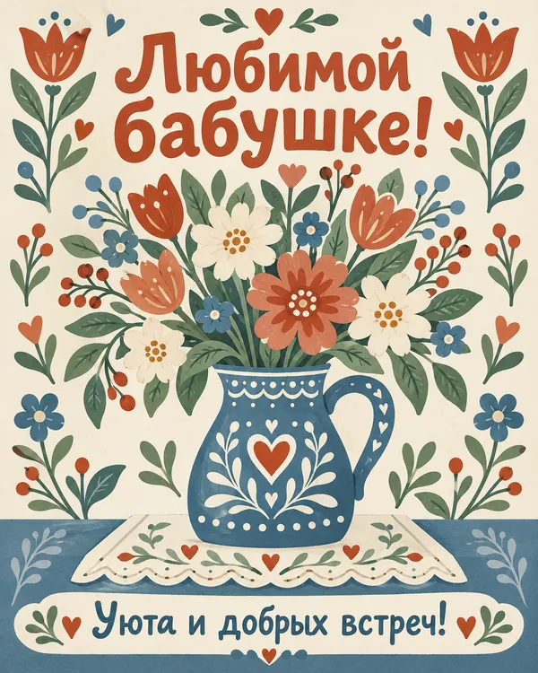 Любимой бабушке! Уюта и добрых встреч!