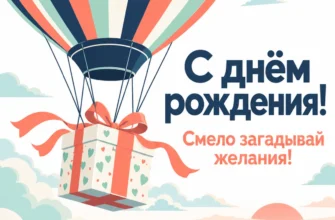 Воздушный шар с подарком: С днём рождения! Смело загадывай желания!