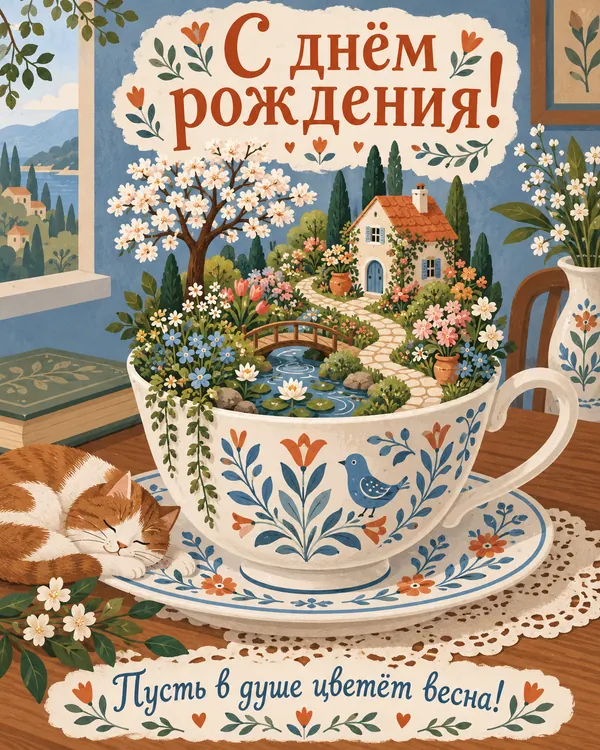Сад в чайной чашке: С днём рождения! Пусть в душе цветёт весна!