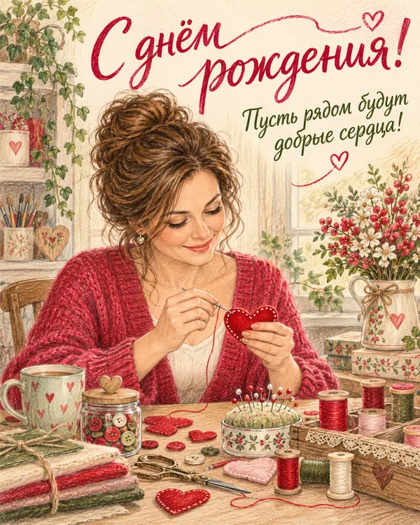 Сердце ручной работы: С днём рождения! Пусть рядом будут добрые сердца!
