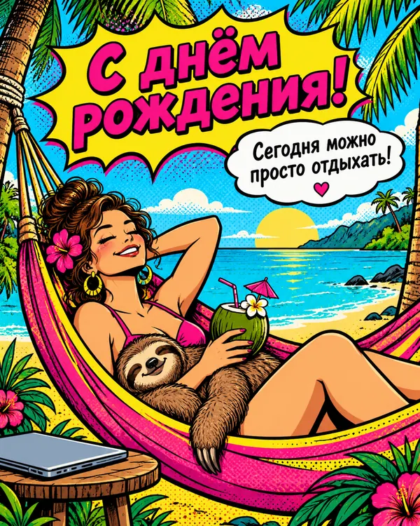 Ленивец на заслуженном отдыхе: С днём рождения! Сегодня можно просто отдыхать!