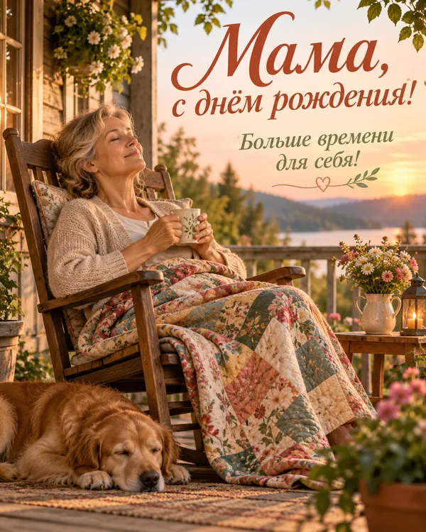 Любимое кресло на веранде: Мама, с днём рождения! Больше времени для себя!