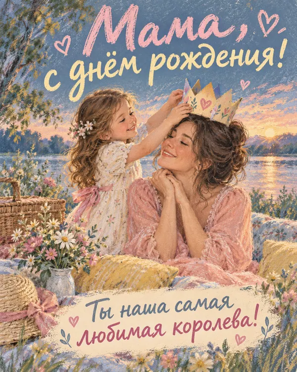 Бумажная корона для мамы: Мама, с днём рождения! Ты наша самая любимая королева!