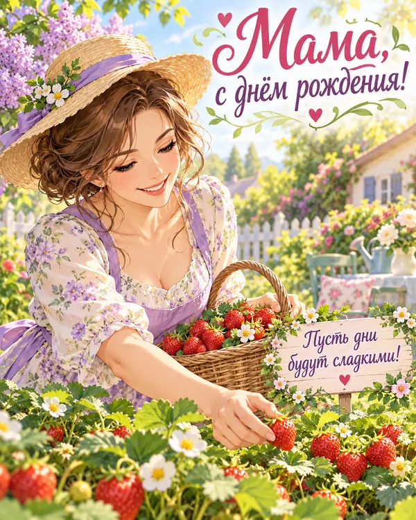 Земляника для мамы: Мама, с днём рождения! Пусть дни будут сладкими!