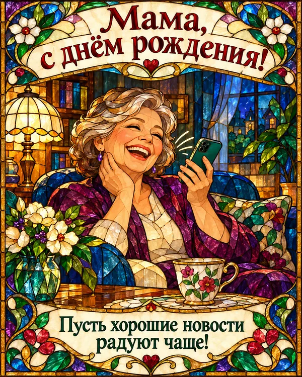 Голосовое поздравление: Мама, с днём рождения! Пусть хорошие новости радуют чаще!