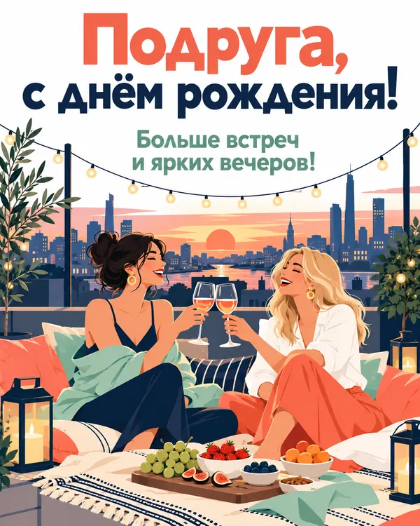 Пикник на крыше: Подруга, с днём рождения! Больше встреч и ярких вечеров!