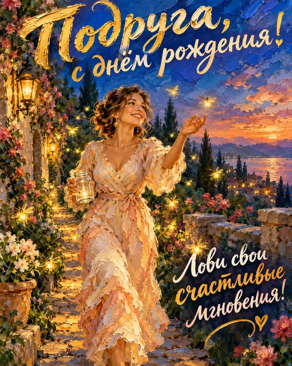 Охота за светлячками: Подруга, с днём рождения! Лови свои счастливые мгновения!