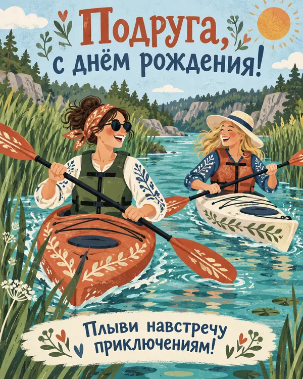 Сплав на байдарке: Подруга, с днём рождения! Плыви навстречу приключениям!