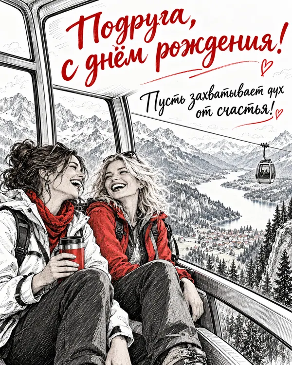 Канатная дорога: Подруга, с днём рождения! Пусть захватывает дух от счастья!