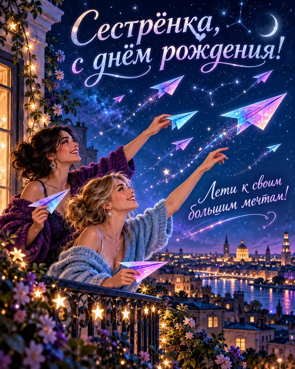 Бумажные самолётики: Сестрёнка, с днём рождения! Лети к своим большим мечтам!