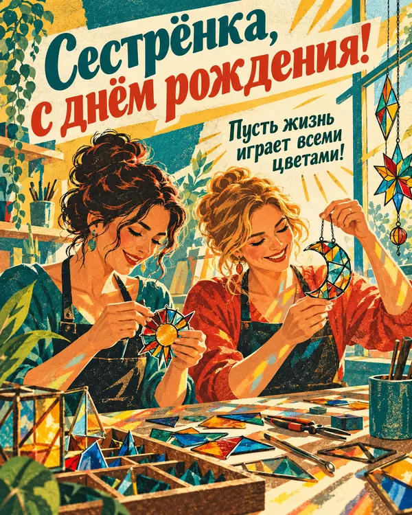 Ловцы солнечных зайчиков: Сестрёнка, с днём рождения! Пусть жизнь играет всеми цветами!