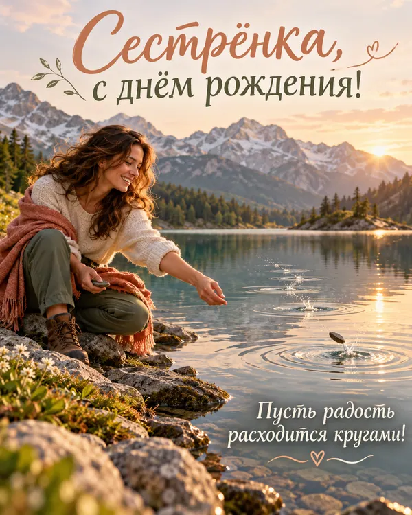 Камешки по воде: Сестрёнка, с днём рождения! Пусть радость расходится кругами!