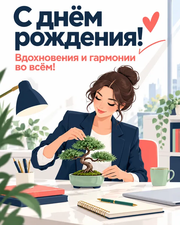 Маленький сад на рабочем столе: С днём рождения! Вдохновения и гармонии во всём!