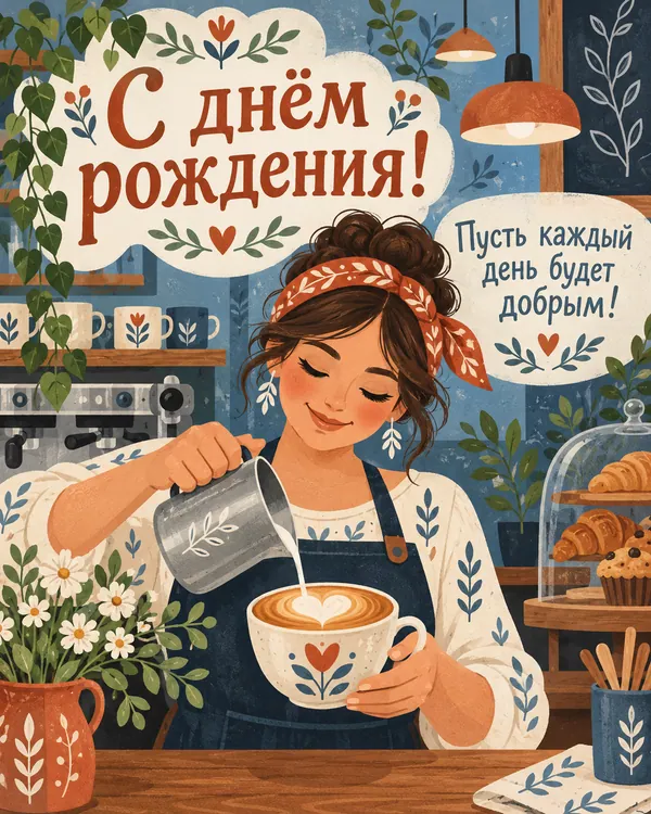 Кофейное сердечко: С днём рождения! Пусть каждый день будет добрым!