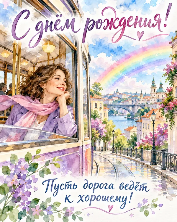 Трамвай под радугой: С днём рождения! Пусть дорога ведёт к хорошему!