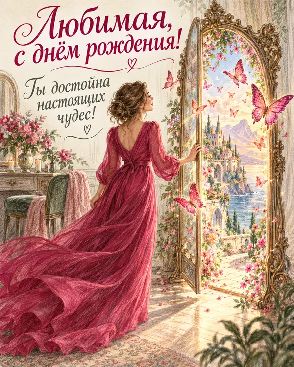 Зеркало в мир чудес: Любимая, с днём рождения! Ты достойна настоящих чудес!